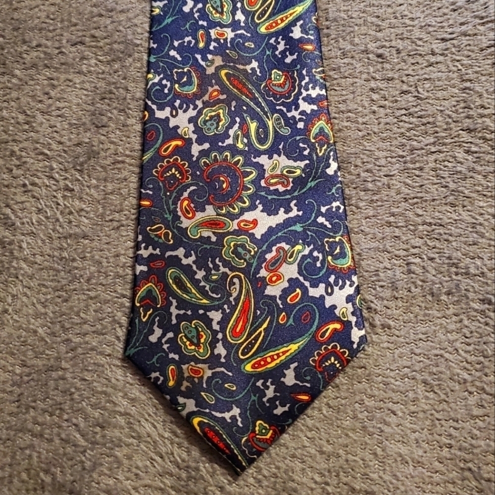 Blue, Yellow, Red Printed Tie New.